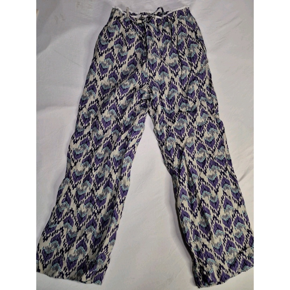 ZARA Patterned Purple and Blue Drawstring/elastic Pants Girl's Size 12-14
